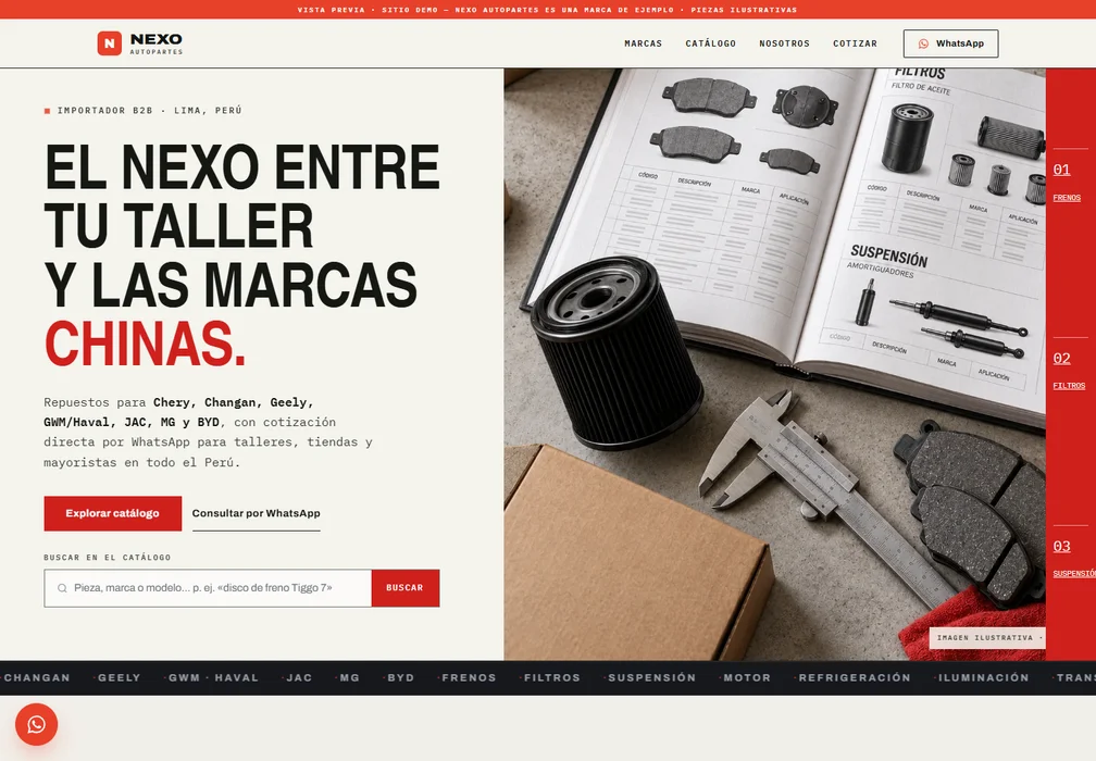 Auto parts B2B / Precision catalog — sample homepage