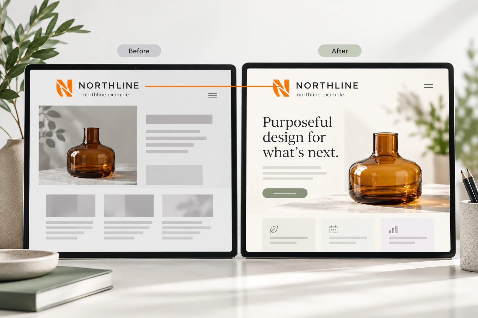 The same NORTHLINE brand and domain carried from an older website into a refreshed layout.