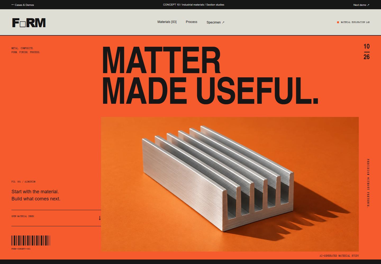 FORM / Industrial materials — concept demo