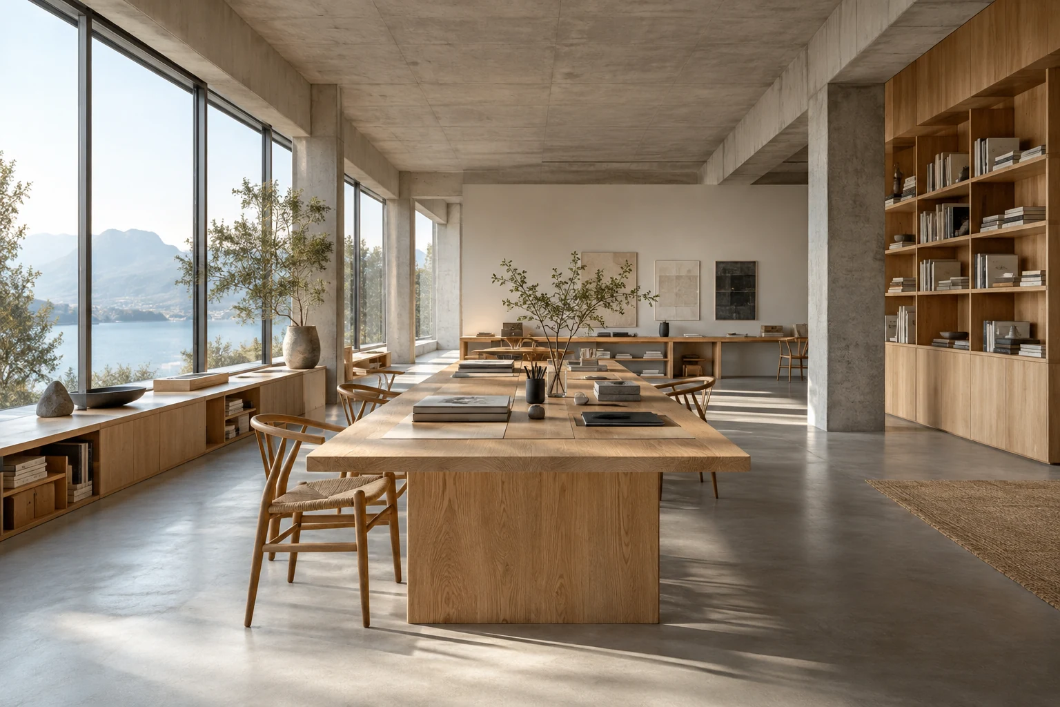 AI-generated contemporary work studio concept — a separate architectural study